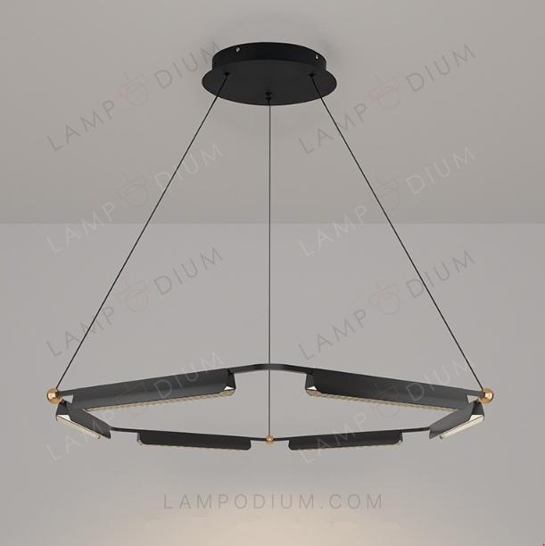 Chandelier TUBO NERO LAMPADARIO Ø 80 + 60 CM