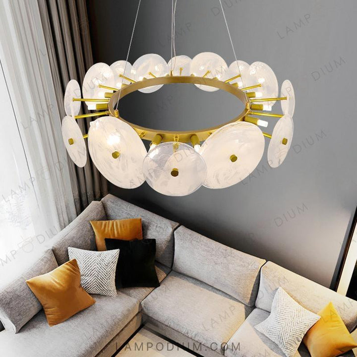 Circular chandeliers and lamps CLARA WHITE