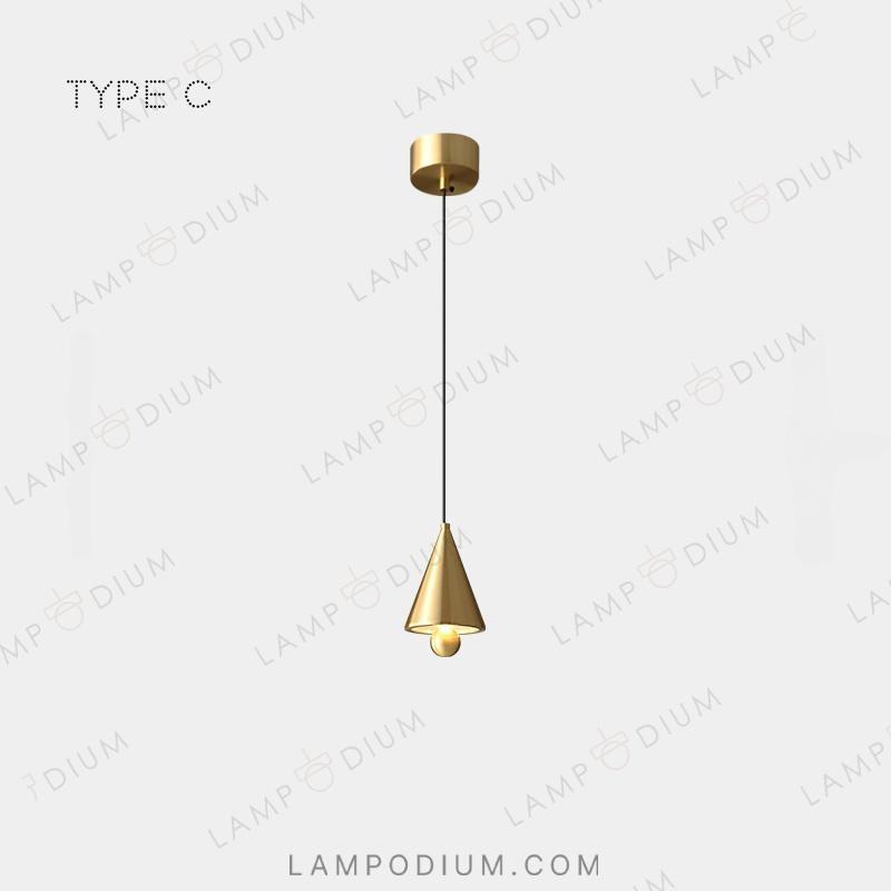 Brass pendant light PIET CONE