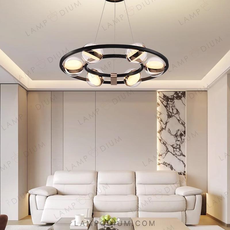 Circular chandeliers and lamps SATURNA CH