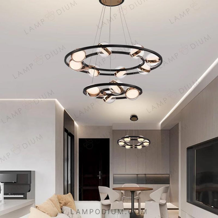 Circular chandeliers and lamps SATURNA CH