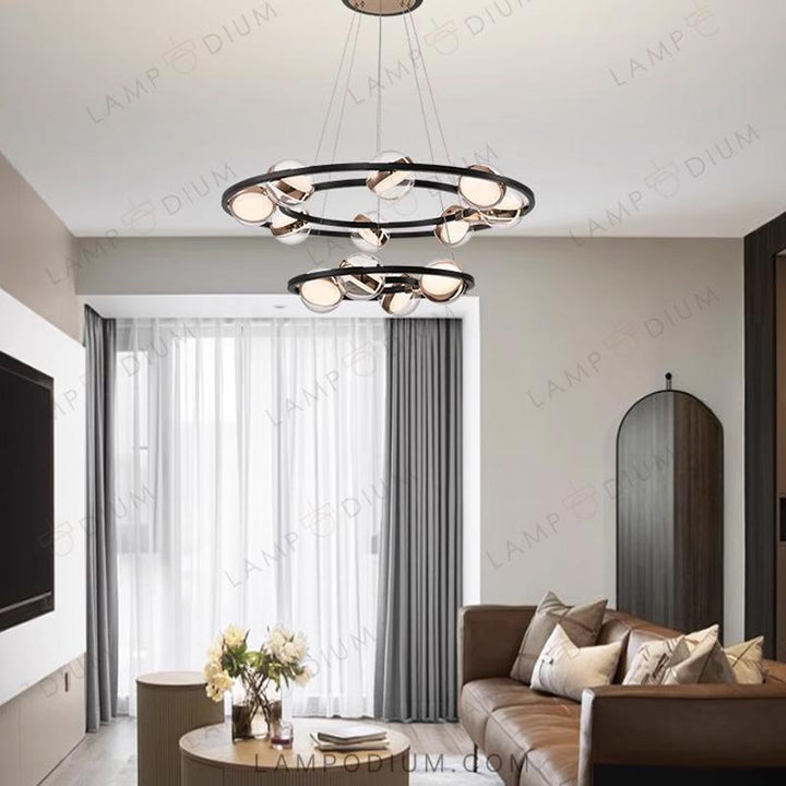 Circular chandeliers and lamps SATURNA CH