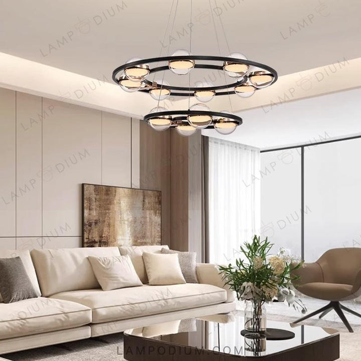 Circular chandeliers and lamps SATURNA CH