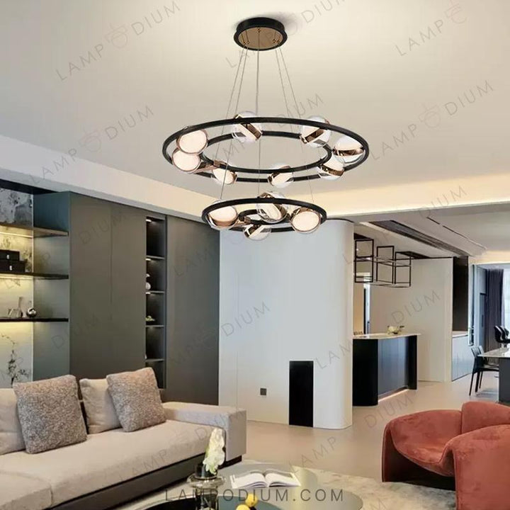 Circular chandeliers and lamps SATURNA CH