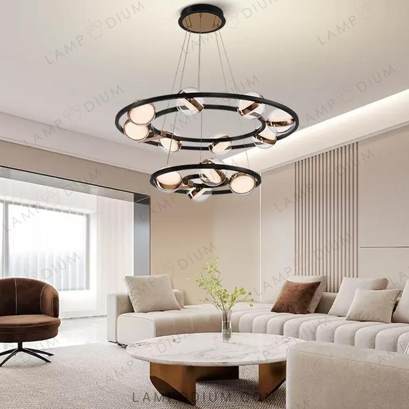 Circular chandeliers and lamps SATURNA CH